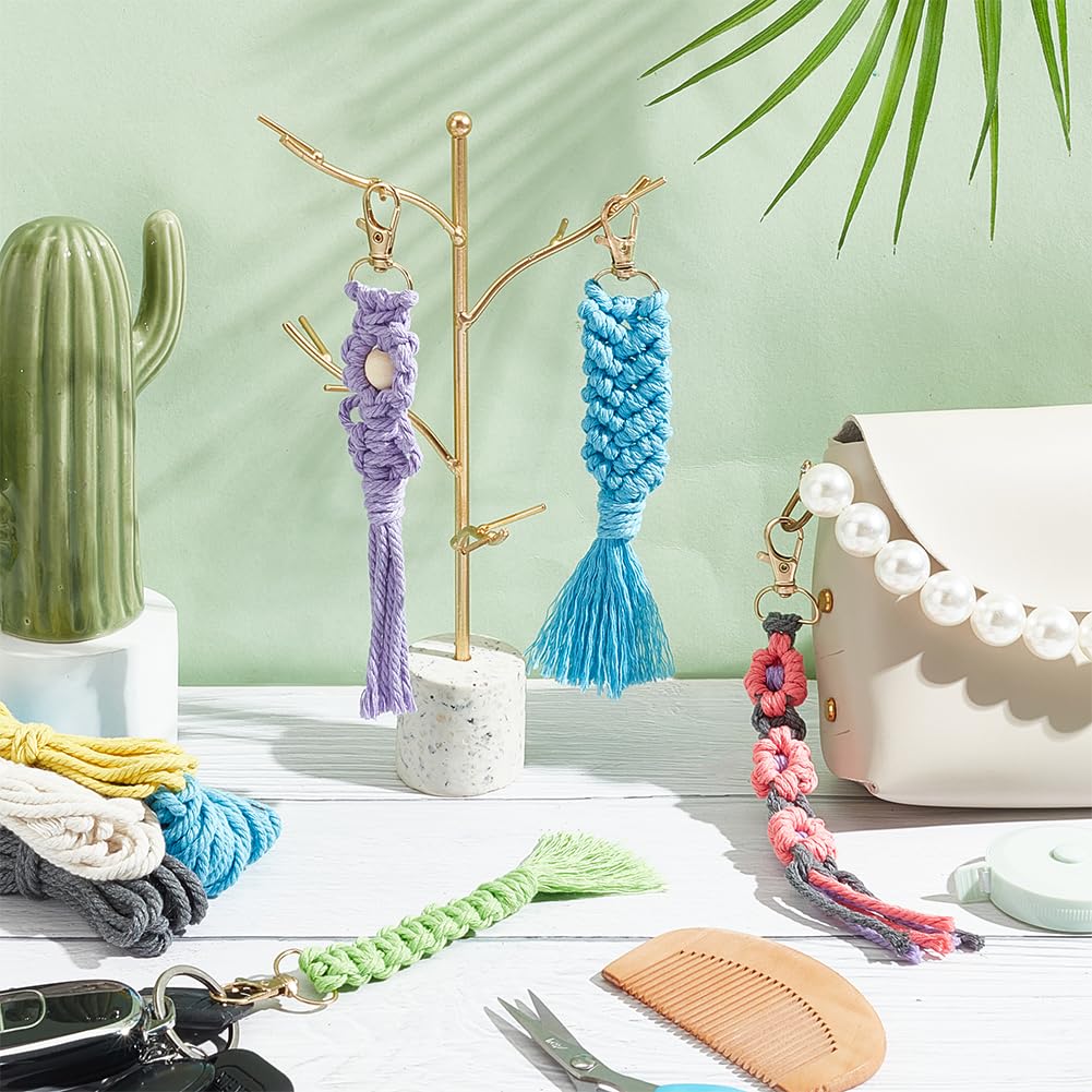 マクラメ　フェザー　キーホルダー How to knit a macrame feather keychain #2 ~How to make a